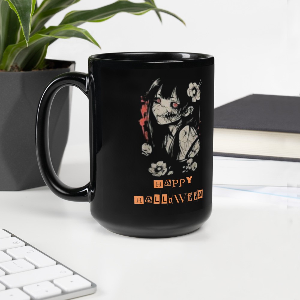 Black Glossy Mug: Japan Happy Halloween