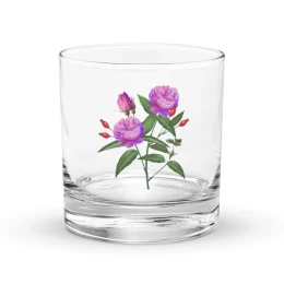 Rocks glass: Purple Flowers