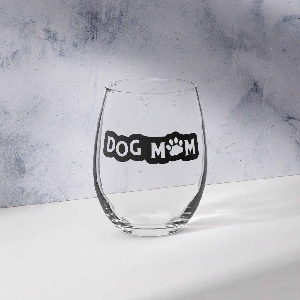 Stemless wine glass: Dog Mom