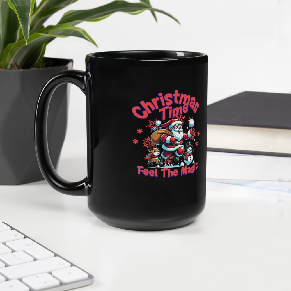 Black Glossy Mug: Christmas Time
