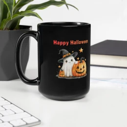 Black Glossy Mug: Happy Halloween VII