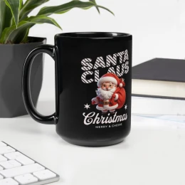 Black Glossy Mug: Santa Claus Christmas II