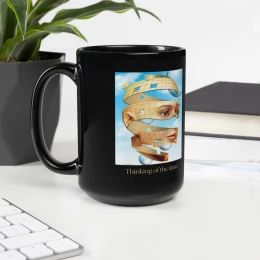 Black Glossy Mug: Thinking of the future