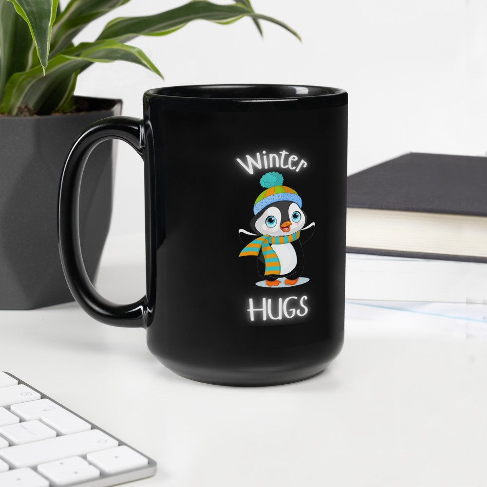 Black Glossy Mug: Winter Hugs