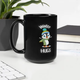 Black Glossy Mug: Winter Hugs