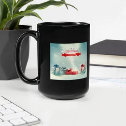 Black Glossy Mug: Merry Christmas 25