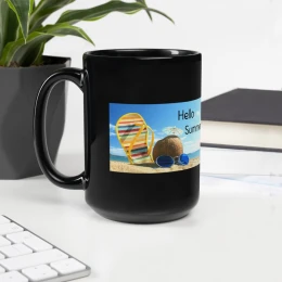 Black Glossy Mug: Hello Summer 26