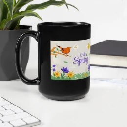 Black Glossy Mug: Hello Spring
