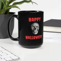 Black Glossy Mug: Happy Halloween 26