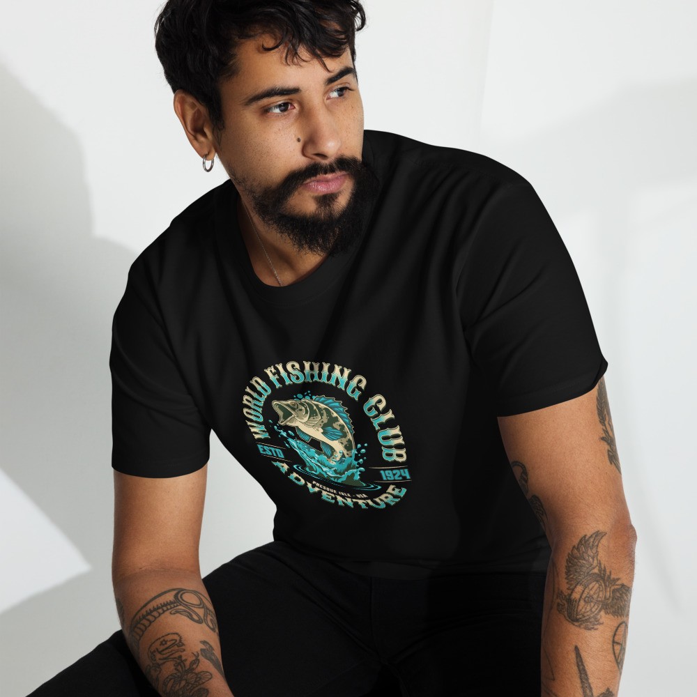 Men’s premium heavyweight tee: World Fishing Club