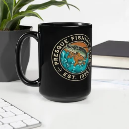 Black Glossy Mug: Presque Fishing Club II