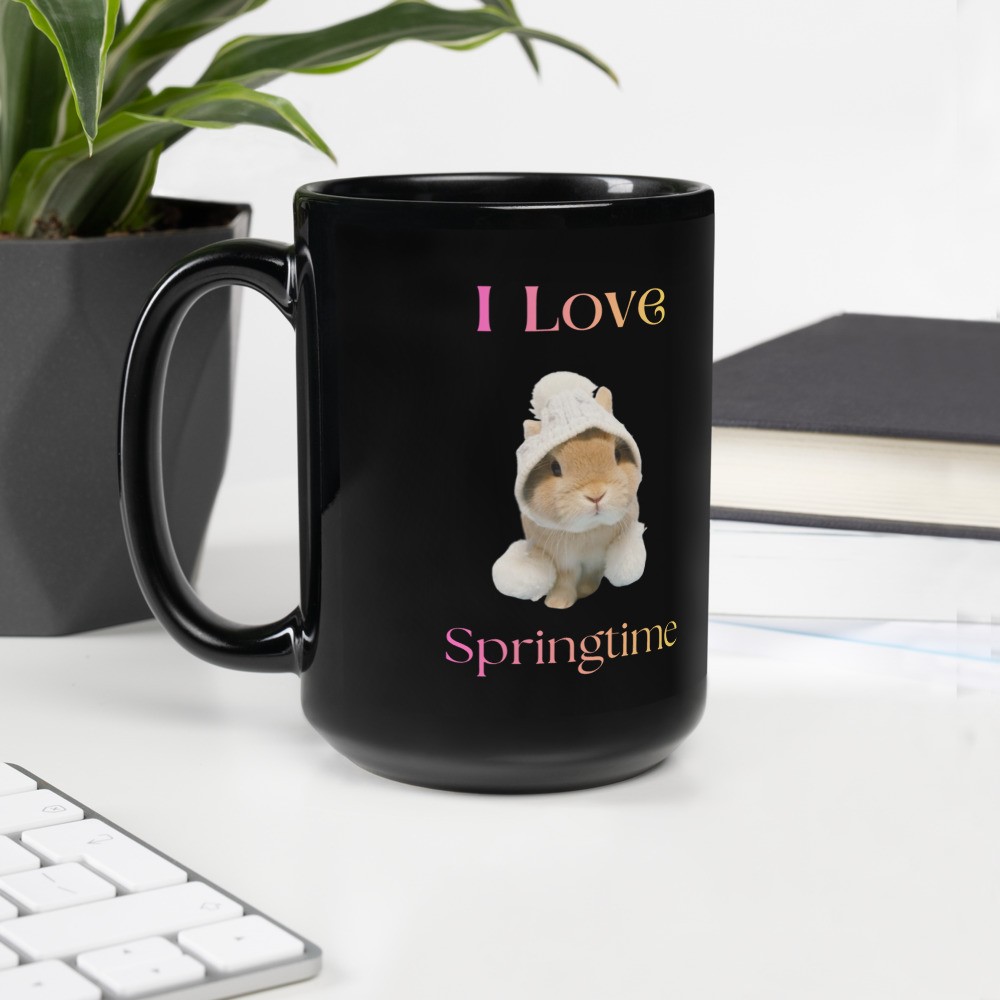 Black Glossy Mug: I Love Springtime