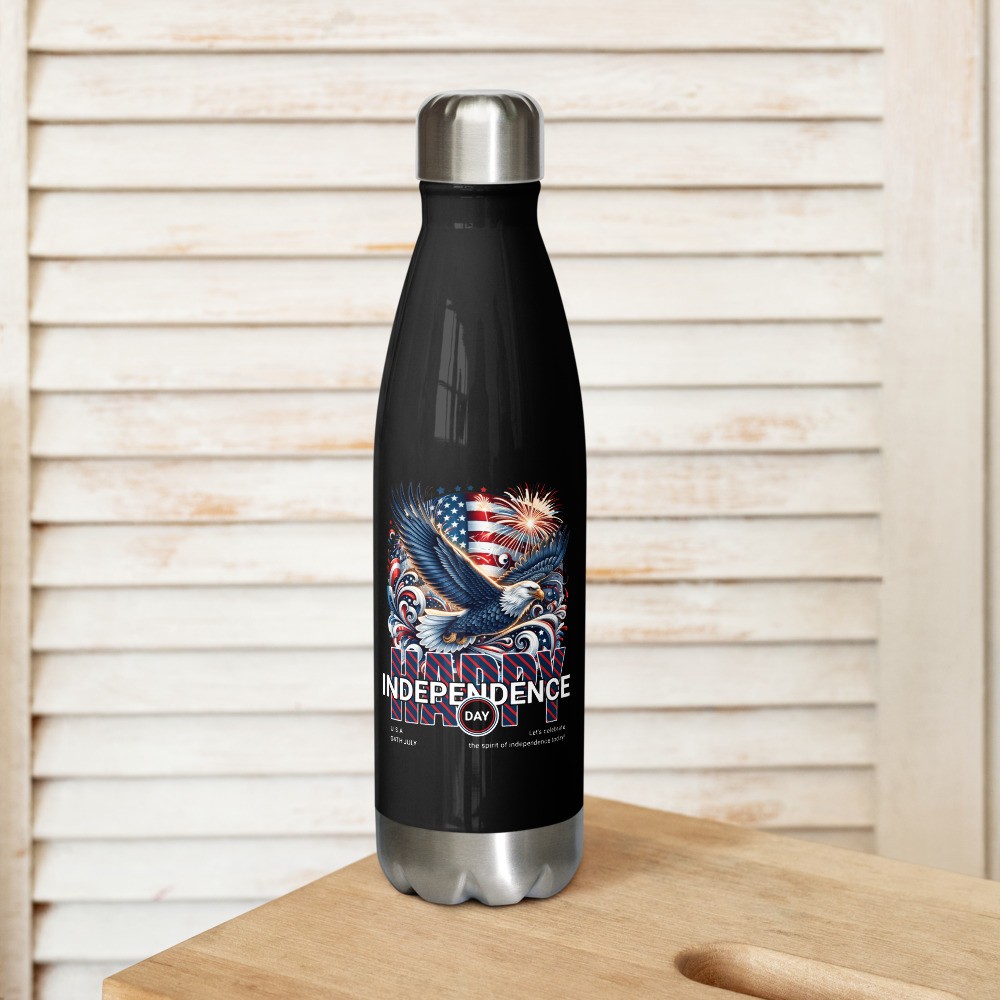 Stainless steel water bottle: Happy Independence Day II