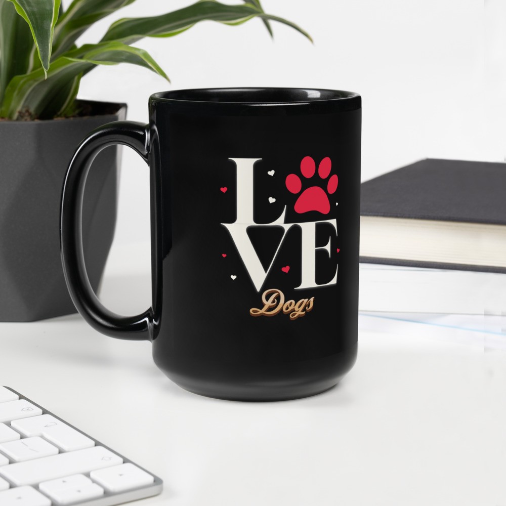 Black Glossy Mug: Love Dogs II