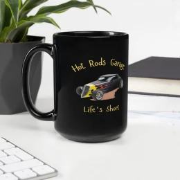 Black Glossy Mug: Hot Rods Garage 26