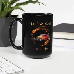 Black Glossy Mug: Hot Rods Garage 27