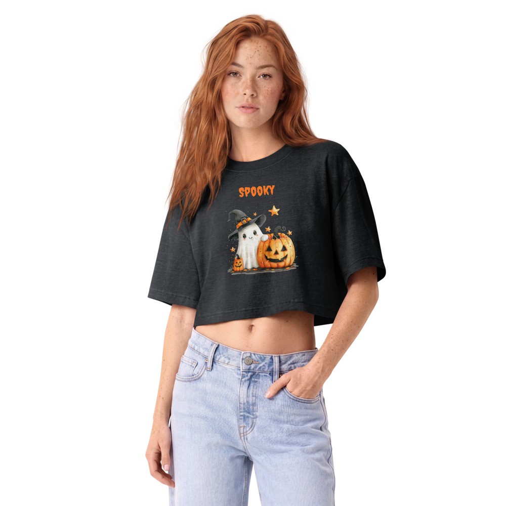 Women’s garment dye cropped tee: Spooky II