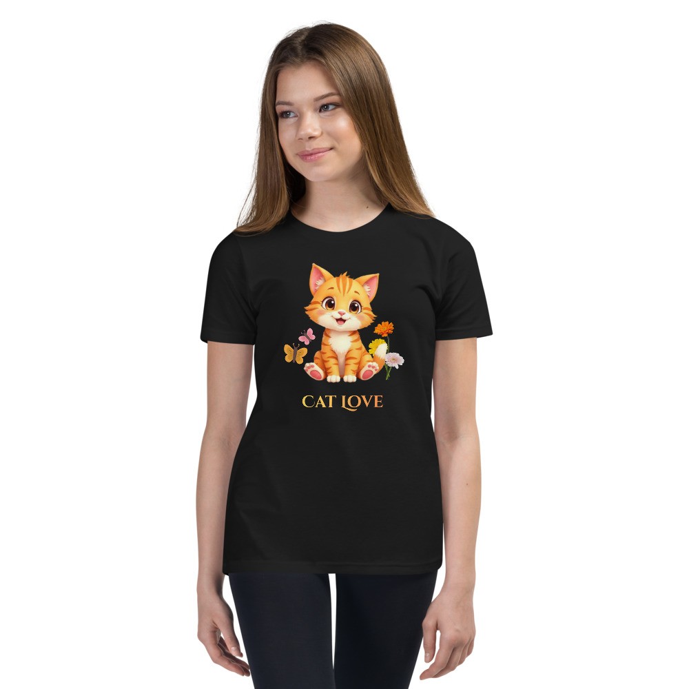 Youth Short Sleeve T-Shirt: Cat Love V