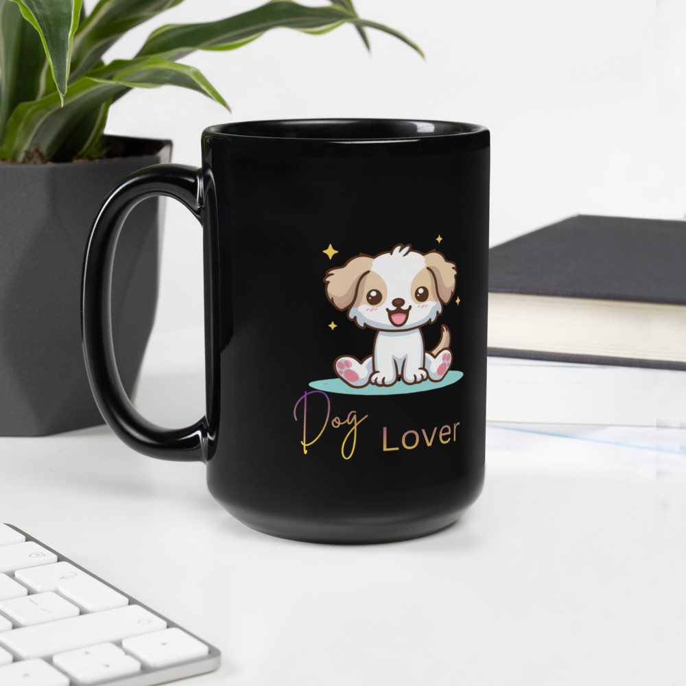 Black Glossy Mug: Dog Lover