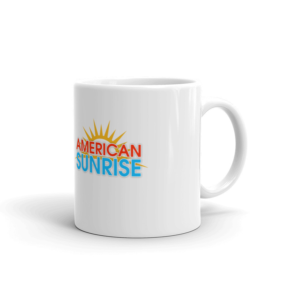 American Sunrise White right hand glossy mug