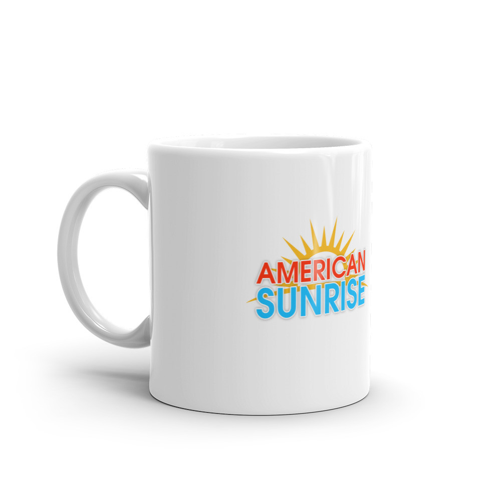 American Sunrise White left hand glossy mug