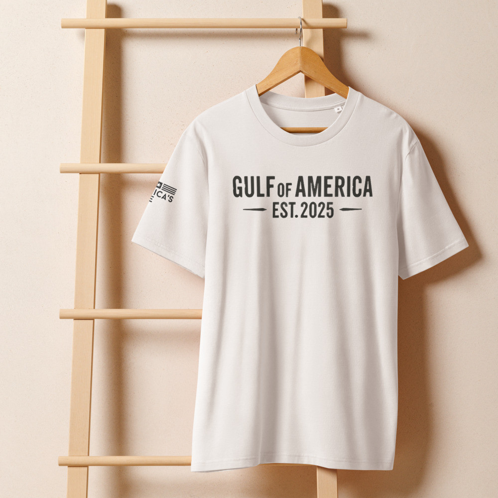 Gulf of America white RAV Unisex organic ribbed neck t-shirt