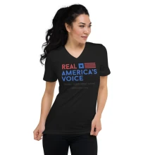 REAL AMERICA'S VOICE Unisex Short Sleeve V-Neck T-Shirt