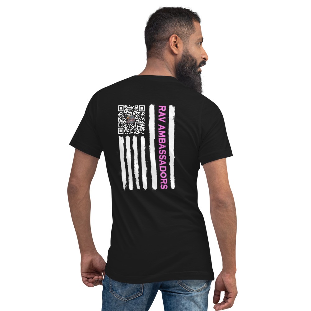 RAV Ambassador FLAG Pink v-neck Unisex Short Sleeve V-Neck T-Shirt