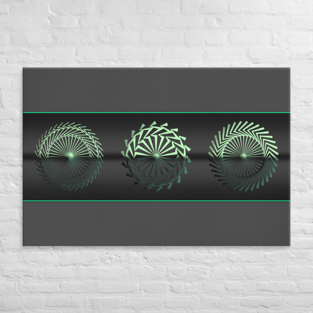 Contemporary Art Deco Aqua on Canvas