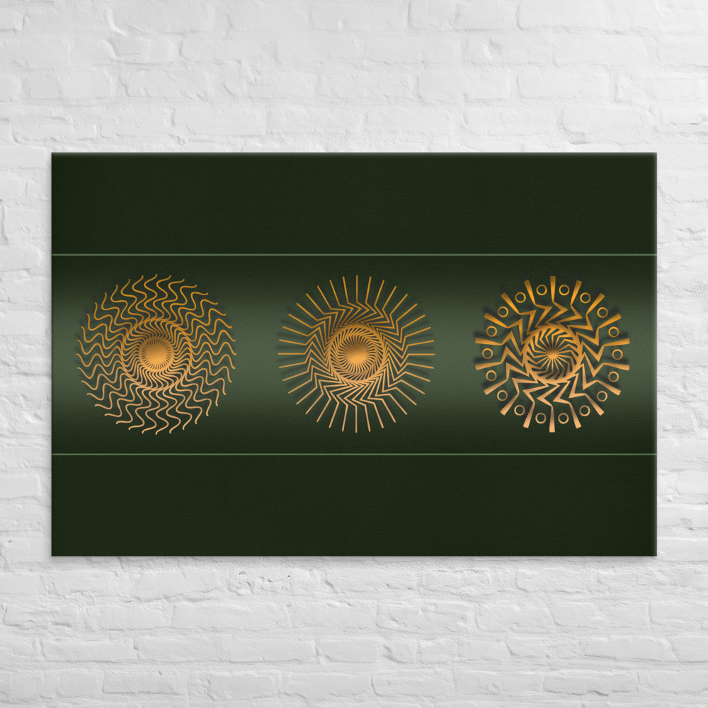 Contemporary Art Deco on Forrest Green on Canvas