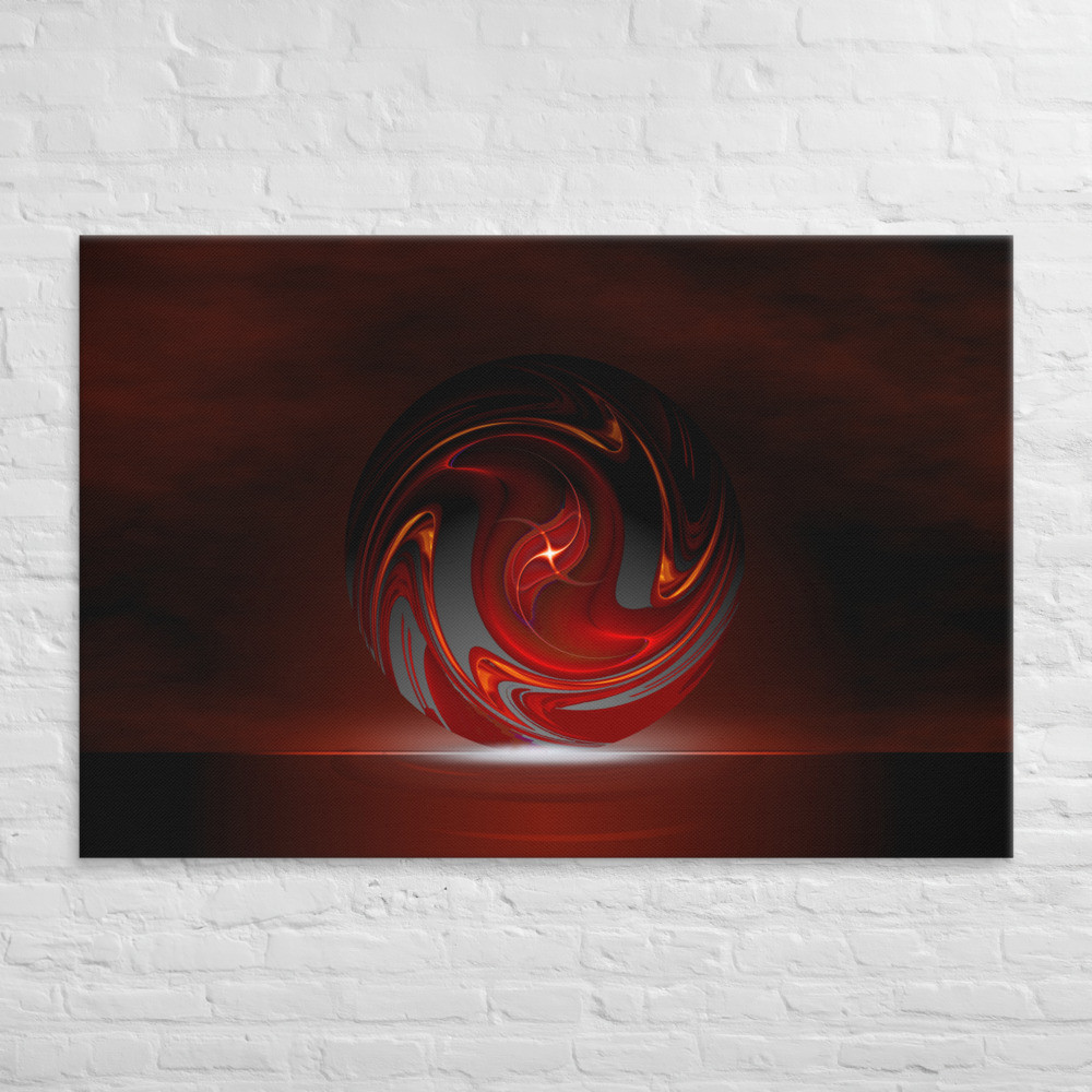 Twisted Red Sphere Scene on Canvas