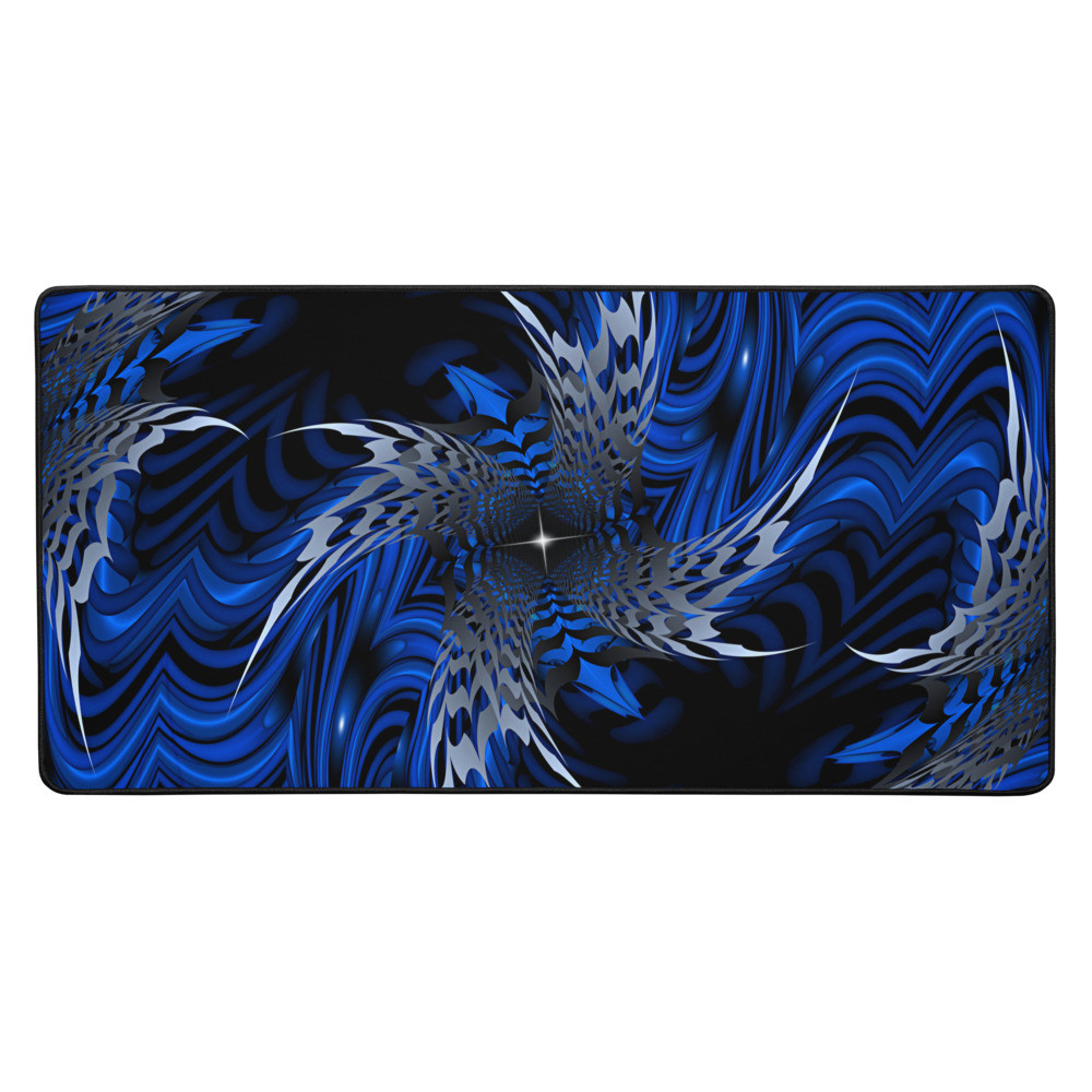 Blue & White Twisted Abstract - Desk mat