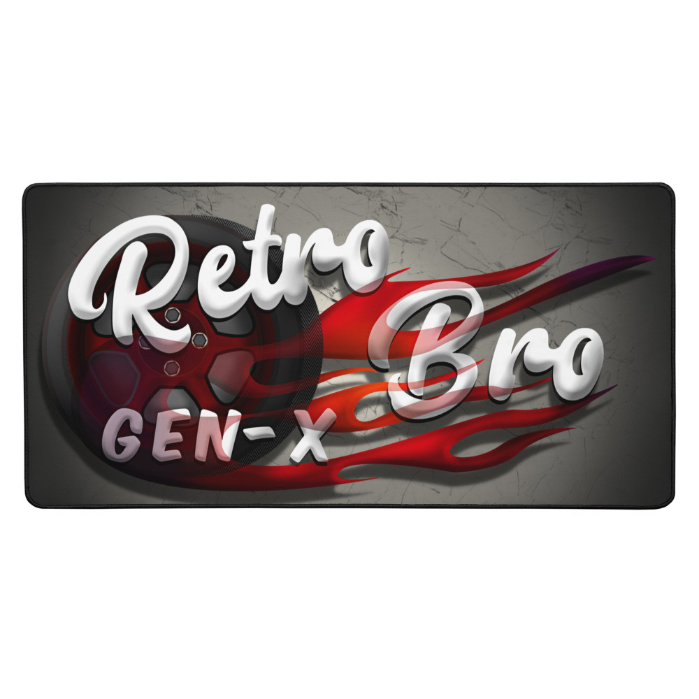 Retro Bro flaming Tire - Desk mat