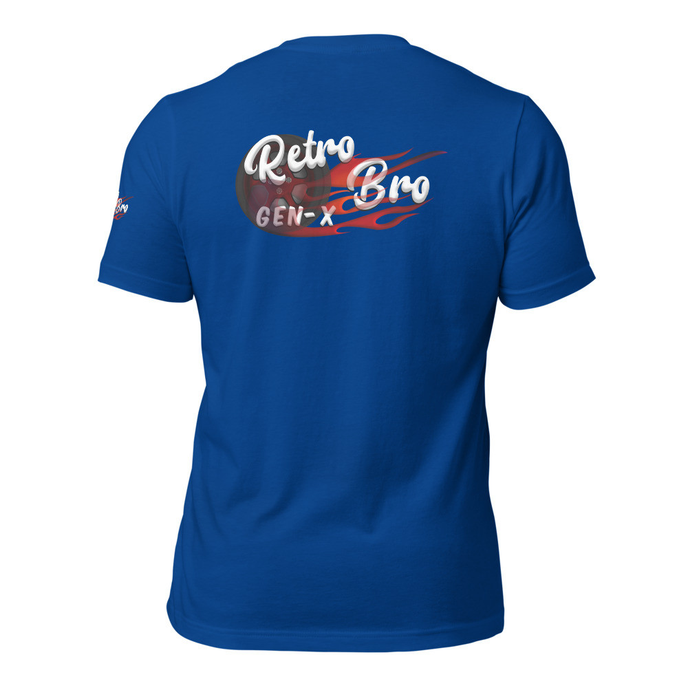 Retro Bro Flaming Design ( on Back and Left Sleeve - Unisex t-shirt