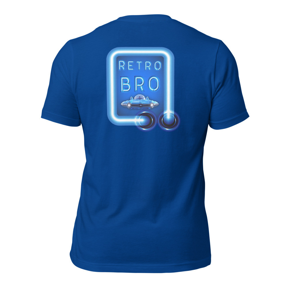 Retro Bro Blue Neon Light - ( Back ) - Unisex t-shirt