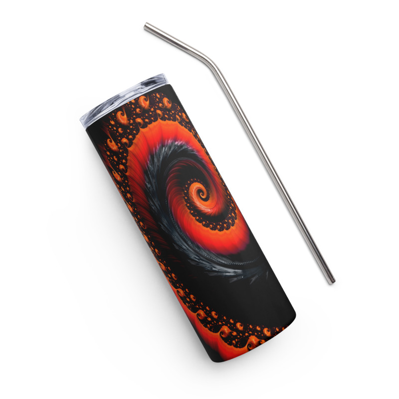 Fractal Sacred Geometry Spiral Orange Stainless steel tumbler