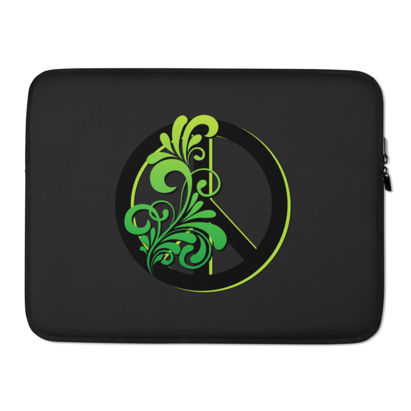 Green Peace Sign Laptop Sleeve