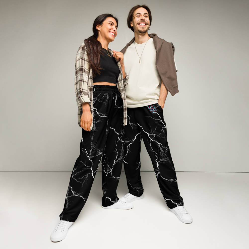Lightning bolt wide leg joggers