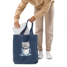 Kittens & Coffee Organic Denim Tote Bag