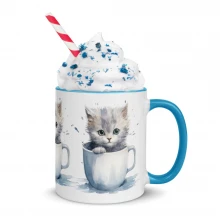 Kittens & Coffee Mug With Color Inside