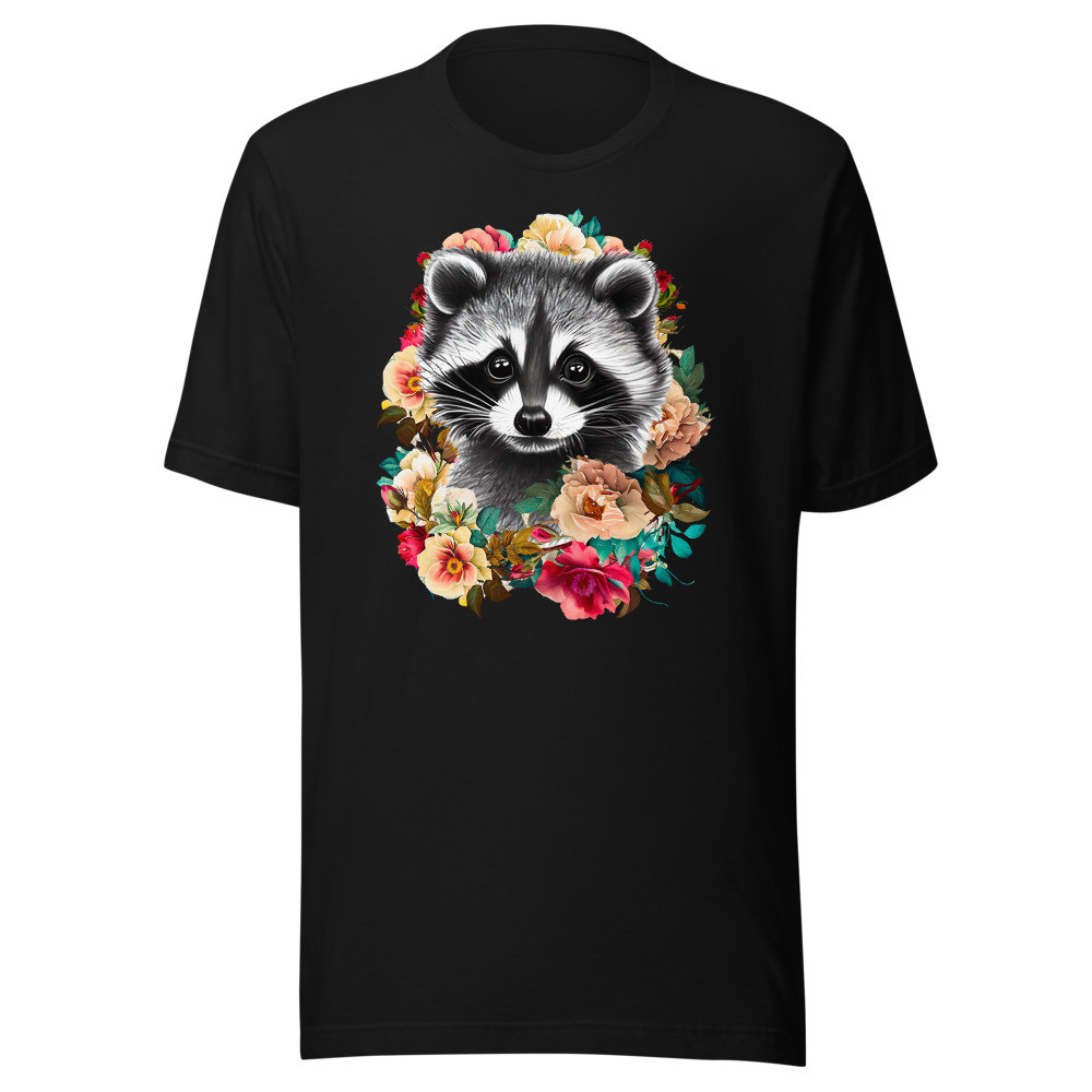 Cute Raccoon with flowers Unisex t-shirt