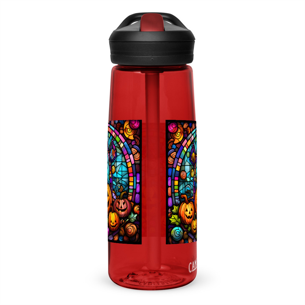 Halloween Stained Glass Candy Sports water bottle