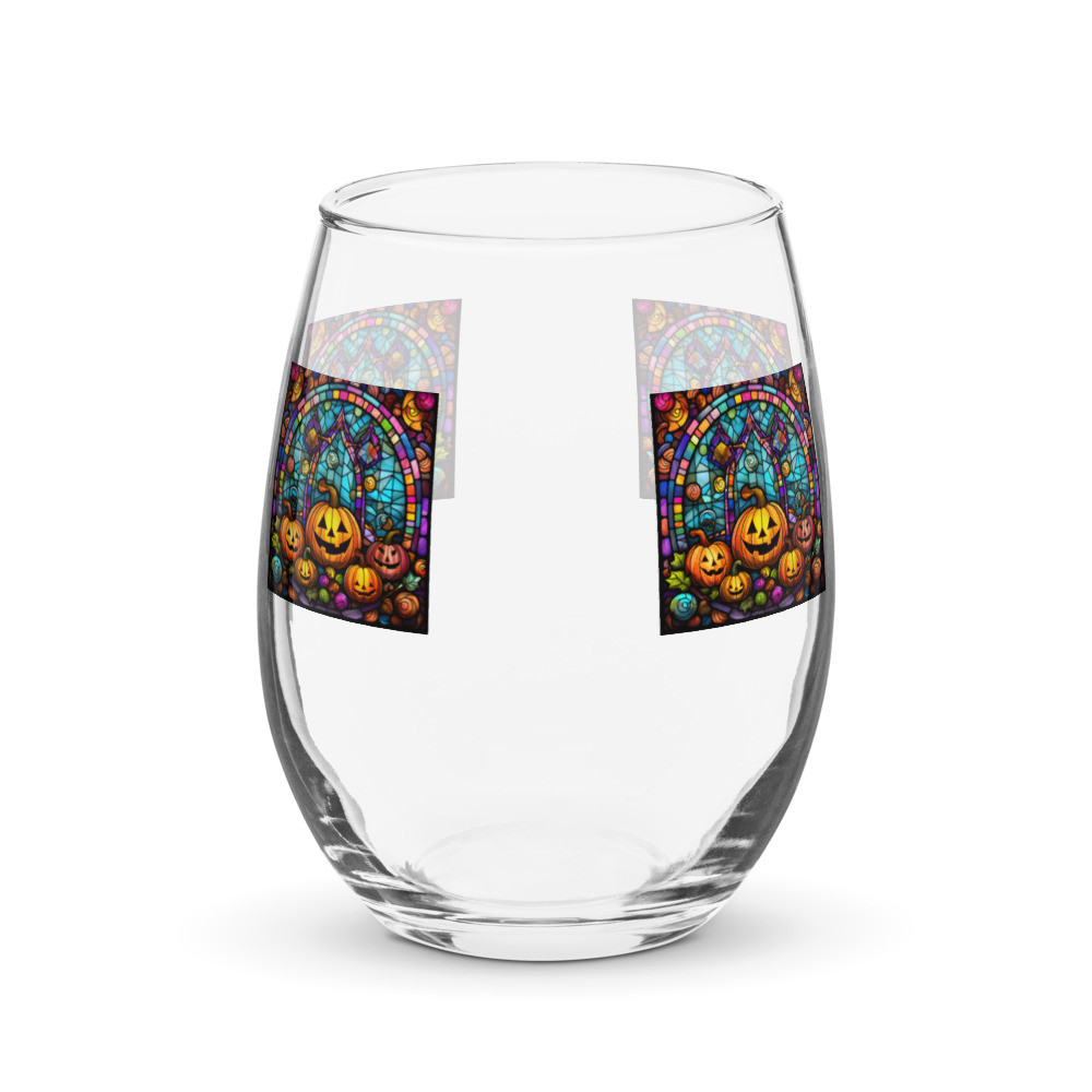 Stained Glass Halloween Candy Stemless wine glass