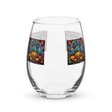 Stained Glass Halloween Candy Stemless wine glass