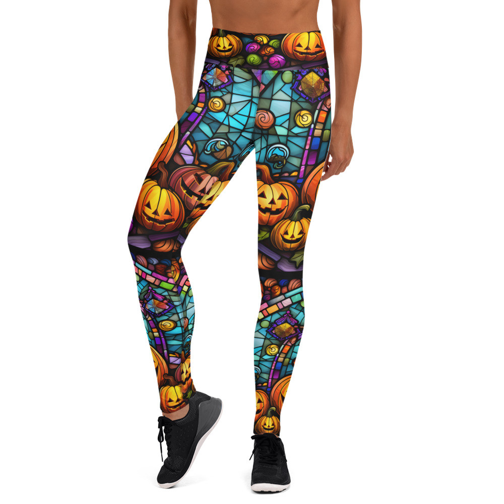 Halloween Candy Stained Glass Yoga Leggings