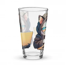Cool Cat Wearing Shades With a Laptop Shaker pint glass