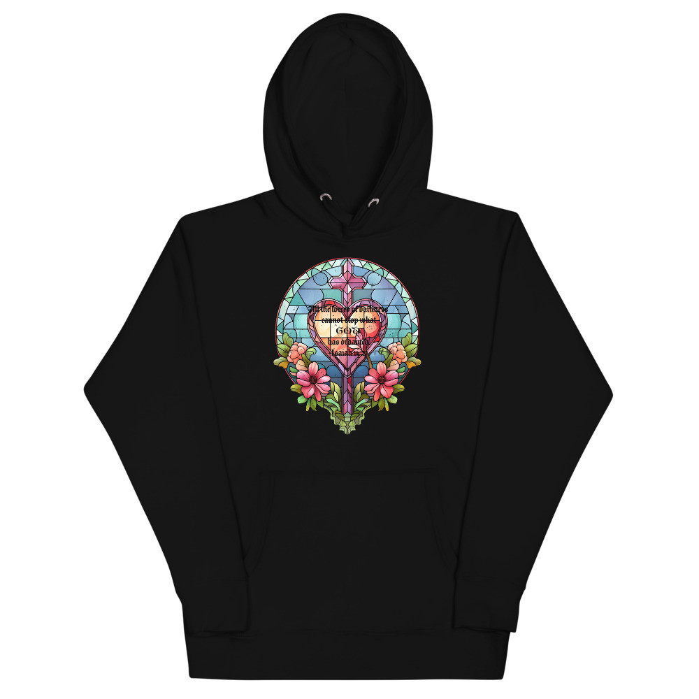 Stained Glass Cross w/ Isaiah 14:27 Unisex Hoodie