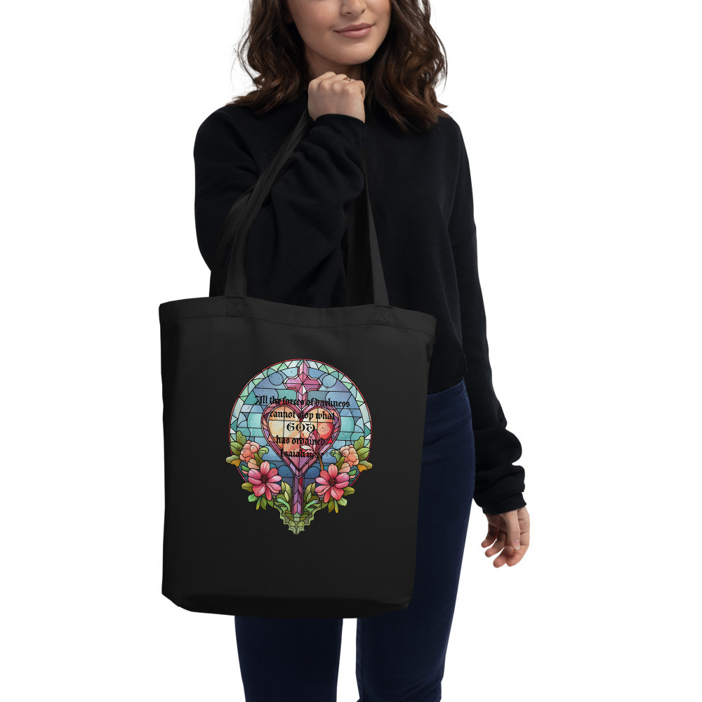 Stained Glass Cross w/ Isaiah 14:27 Eco Tote Bag