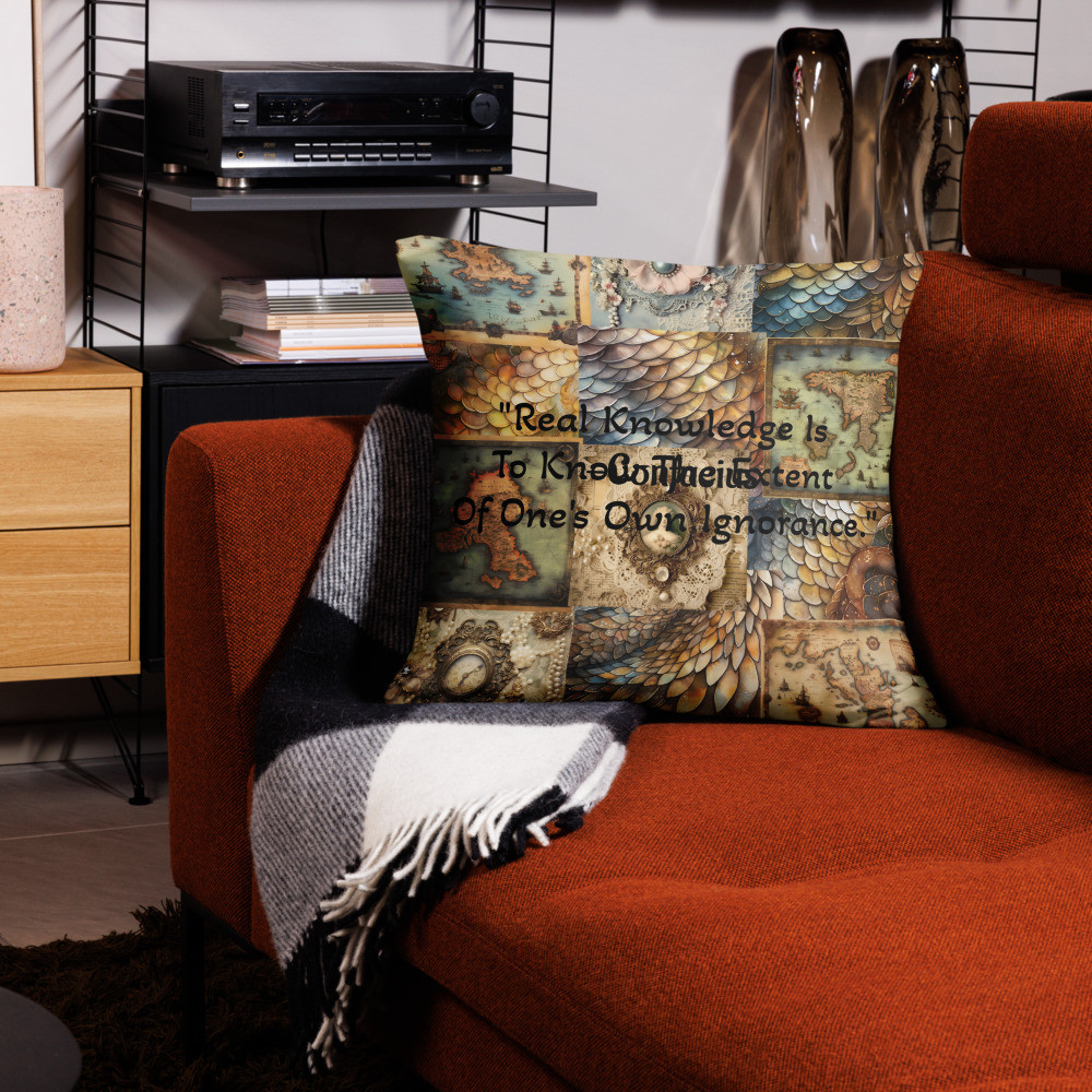 Dragon Scales, Vintage Map, Cameo, Confucius, Basic Pillow