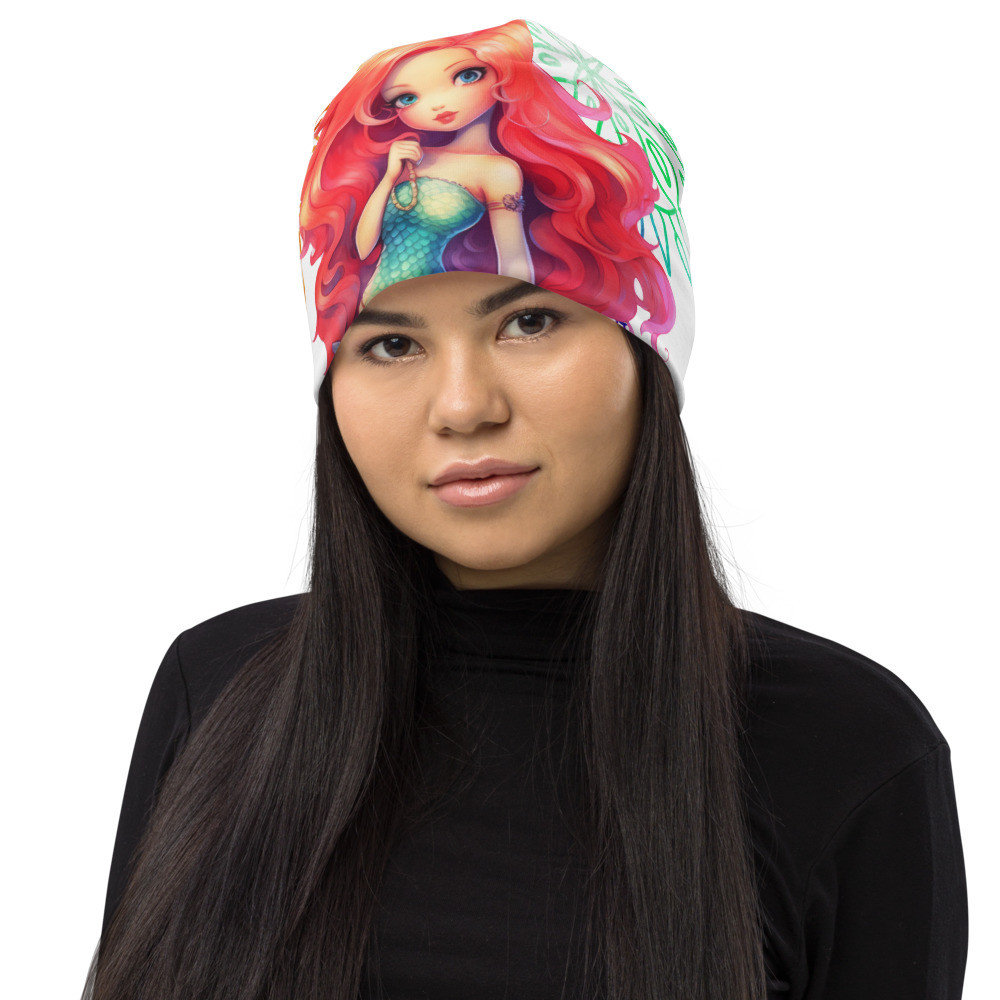 Tie-Dye Mandela Mermaid All-Over Print Beanie